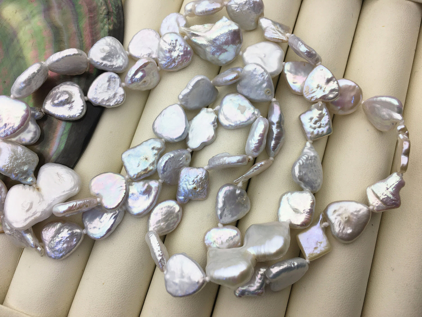 30‘’ 9-13mm AA+ white mix shape baroque freshwater pearl necklace,NPN1-T23