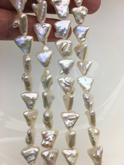 AA+ 11-12mm White Thick Triangle Shape Freshwater Pearl,ZS-103-9