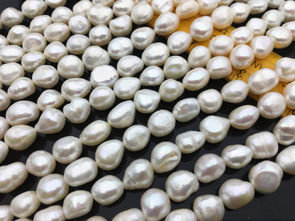 AA 9.2-10.2mm white nugget pearls,Loose Pearls Bulk Supplies,natural Cultured Pearl Beads, large hole,LM10-2A-2