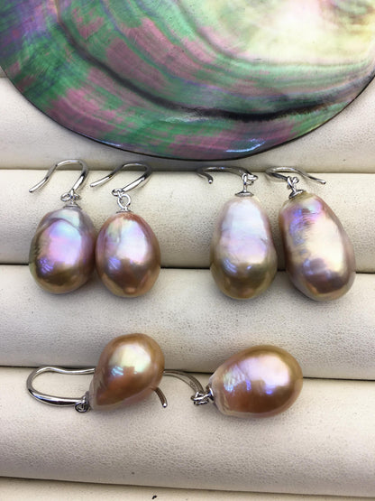 AAA 12-13mm bronze purple drop edison freshwater pearl dangle earrings,sterling sliver dangle earrings,SE3-T9-50