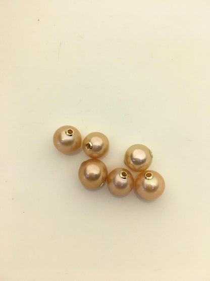 1pc AA+ 11-14mm 18k solid gold Orange Edison Round Pearl Pendant, natural color sea pearl, NC1-022