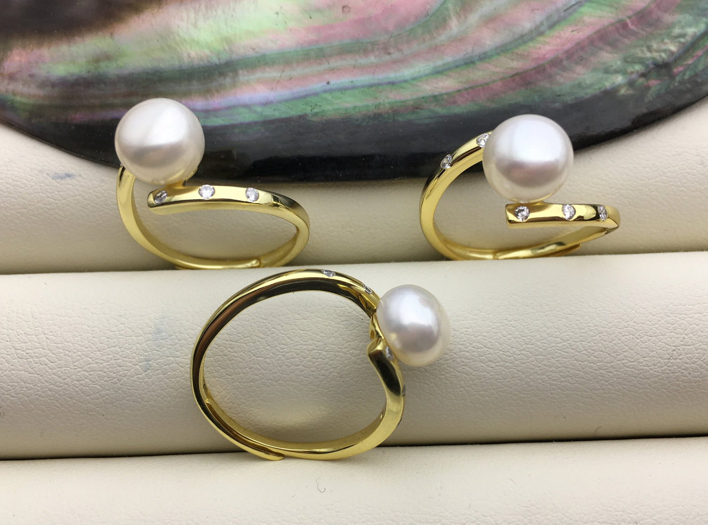 1pc AAA white Pearl Genuine Sterling silver ring,Silver Gold wedding rings for women,sterling silver 925 open ring jewellery,R1-007