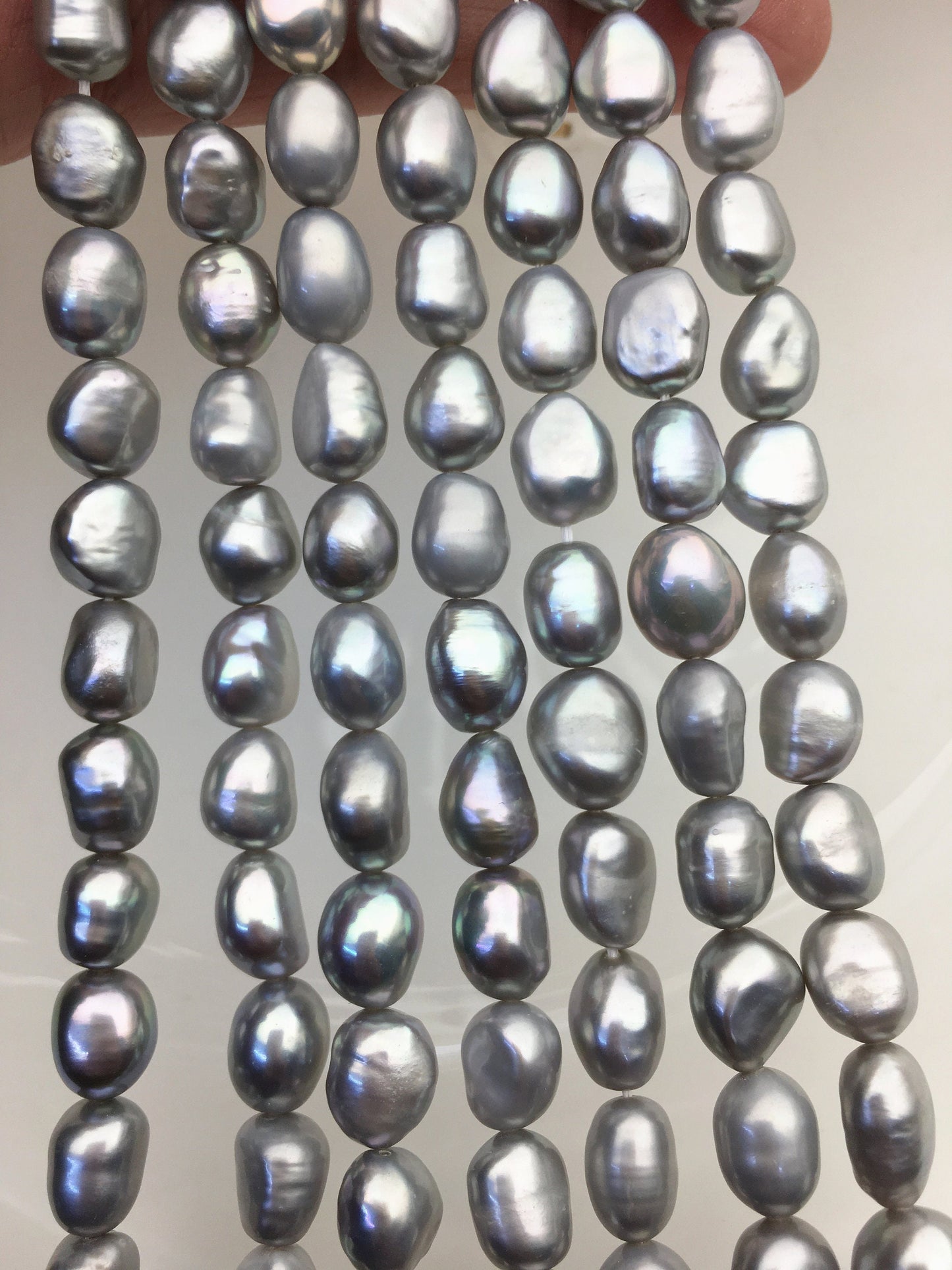 AAA 7.4-8.4m gray nugget freshwater pearls,white cultured freshwater baroque pearl bead string,LM8-T8