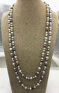 63'' AA+ 7-8mm white blue mix color nugget freshwater Pearl necklace,NPN1-102