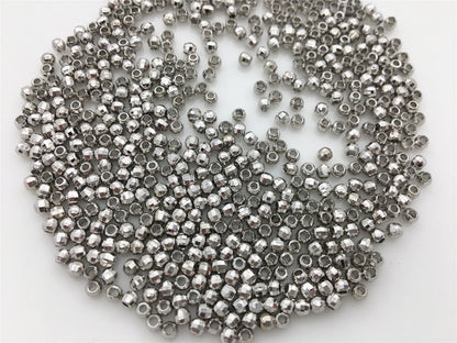 High Quality!100pcs 2.5mm/3mm Silver Color Plated Faced Round Beads,AAL-014