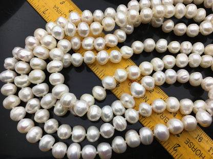 52'' 8mm white near round freshwater pearl Necklace,white Pearl necklace,NPN1-T14
