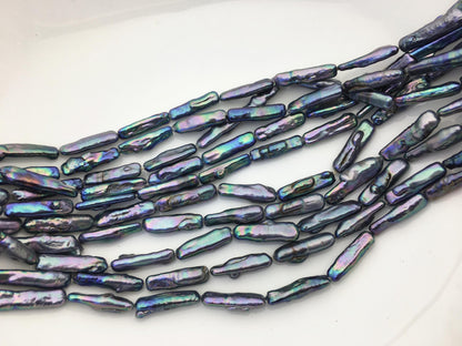 15.5'' AA 5-7mm Black Blue rectangle pearls,ZS-80-25-16