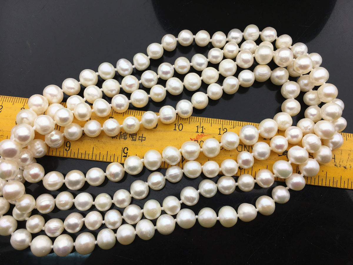 52'' 8mm white near round freshwater pearl Necklace,white Pearl necklace,NPN1-T14