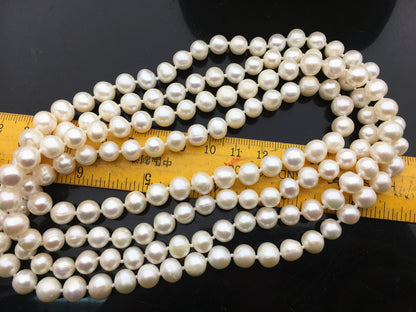 52'' 8mm white near round freshwater pearl Necklace,white Pearl necklace,NPN1-T14