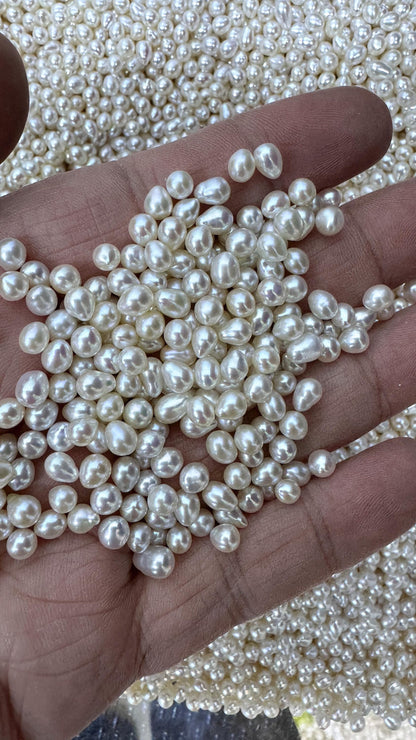 50pcs AAA 4-5mm white rice freshwater pearls,no hole,LR4-T5