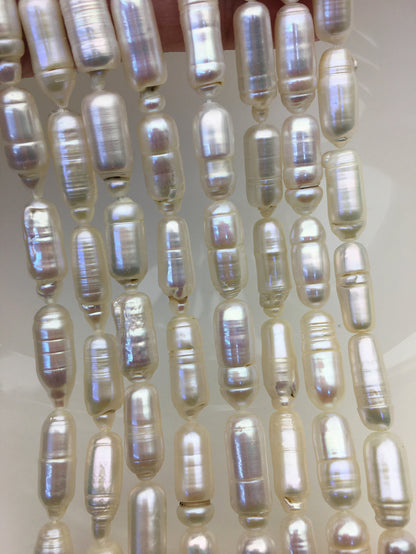 AA+ 7-8x16-20mm White Cylinder Shape Freshwater Pearl,one full strand,wholesale,ZS-103-18-3