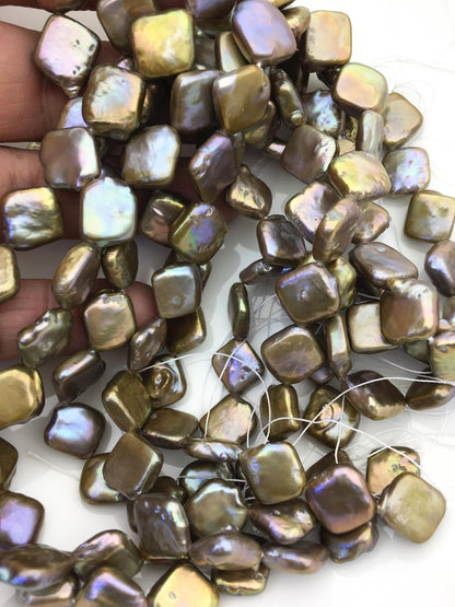 AA+ 10-14mm bronze square Shape Freshwater Pearl,ZS-113-3