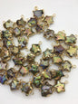 10pcs AA 11-13mm green rainbow five point Pearl Double Bail Connector Charm with Gold Electroplated Edge for make Earrings bracelet,EDG-010