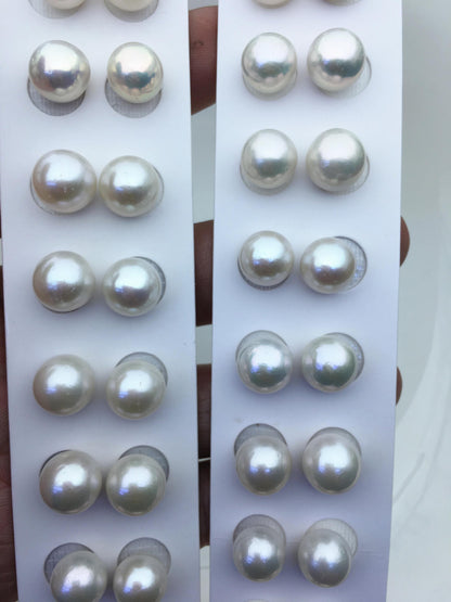 5 pairs AA+ 10-11mm white round freshwater pearls pair,no hole,RP10-3A-8