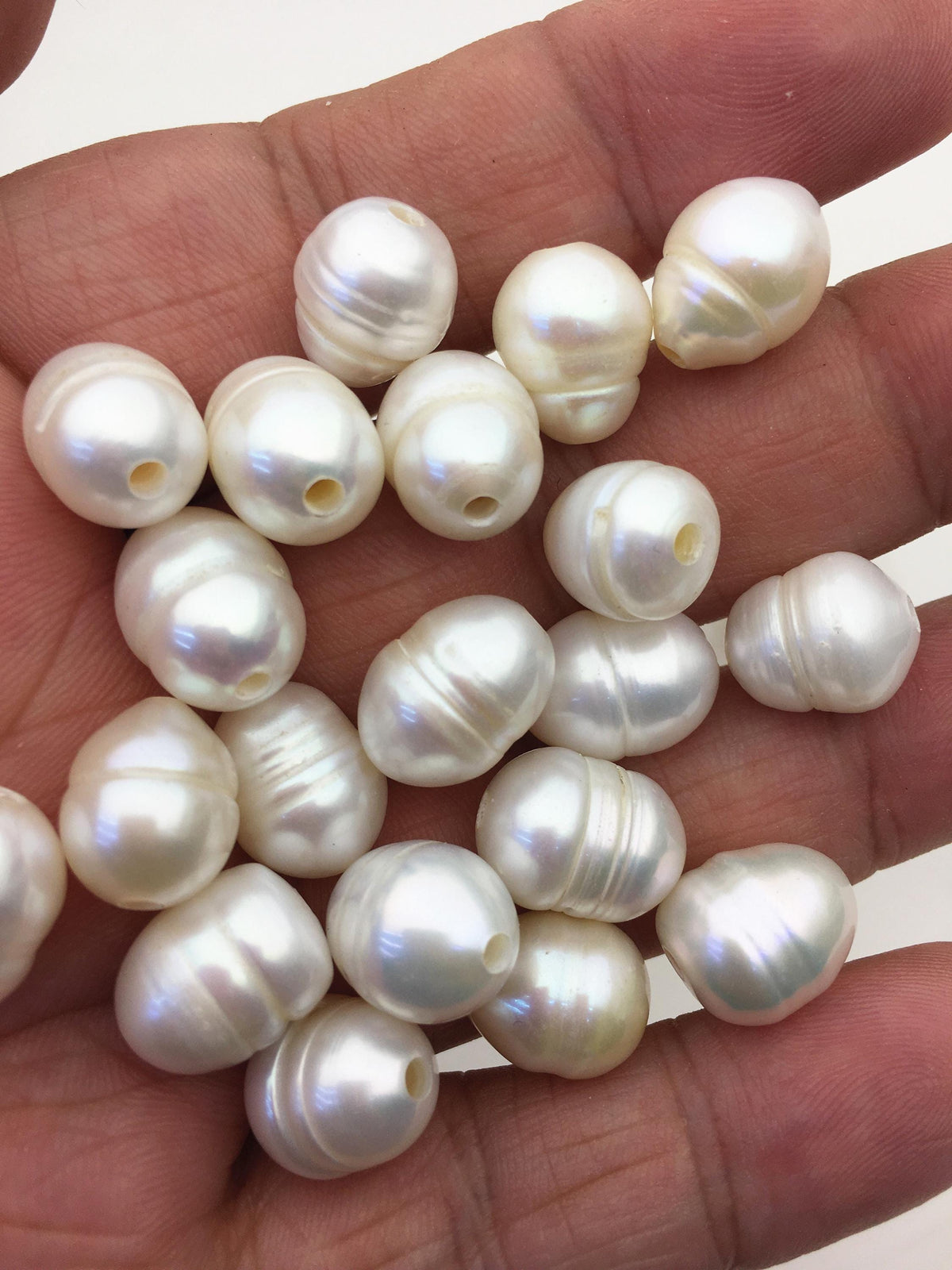 30pcs AA+ 10.2-11.2mm white rice freshwater pearls,2.2mm large hole,LR11-2A-1