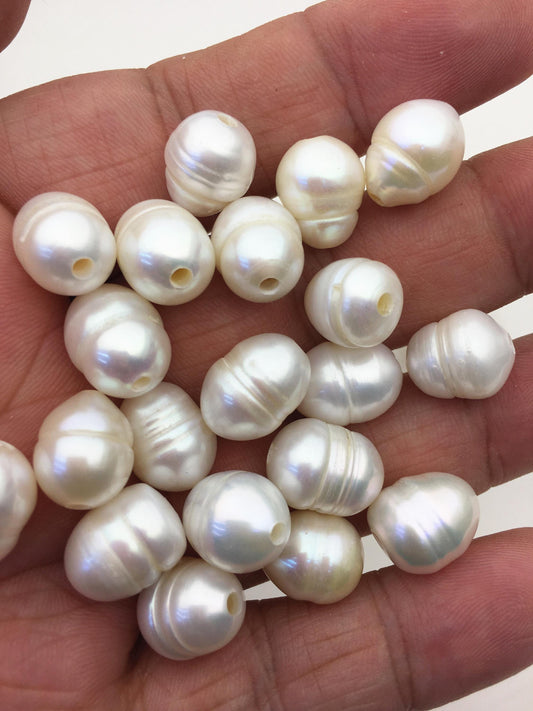 30pcs AA+ 10.2-11.2mm white rice freshwater pearls,2.2mm large hole,LR11-2A-1