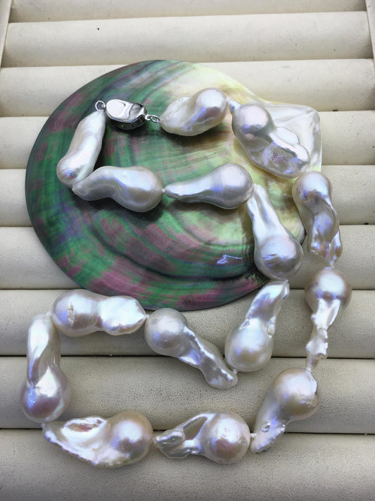 16'' AA+ 11-13mm white long baroque Flame ball freshwater Pearl necklace,genuine freshwater Pearl necklace,NPN1-T63-5
