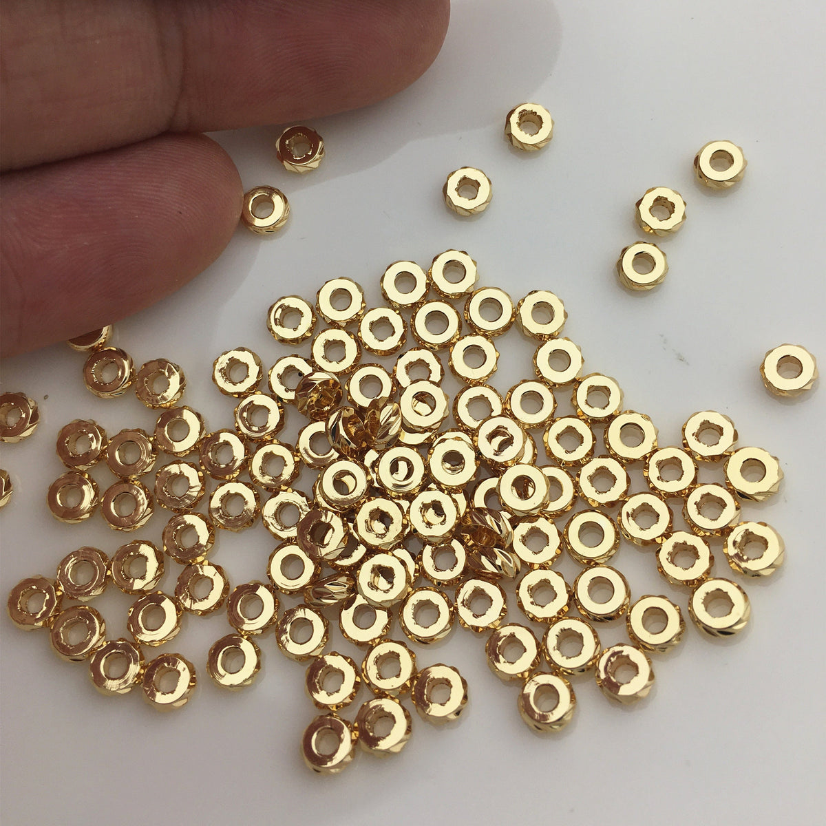 50pcs 5x2mm Yellow Gold Rondelle Gold Beads,copper plated 18k solid gold,AAL-003-14