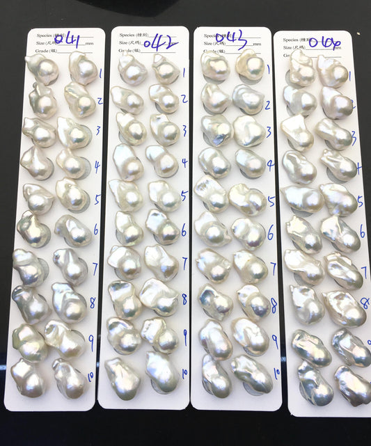 1 pair AAA 14-17x20-25mm White Flameball Pearl Pairs - 0.9mm top half hole - large Baroque freshwater pearl pairs,FL15-3A-8-36