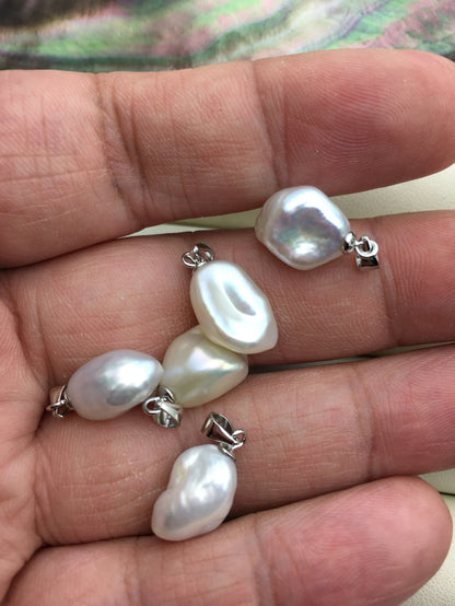 1pc AAA 10-11mm white keshi pearl pendant necklace,S925 Sterling silver pendant,NC1-040