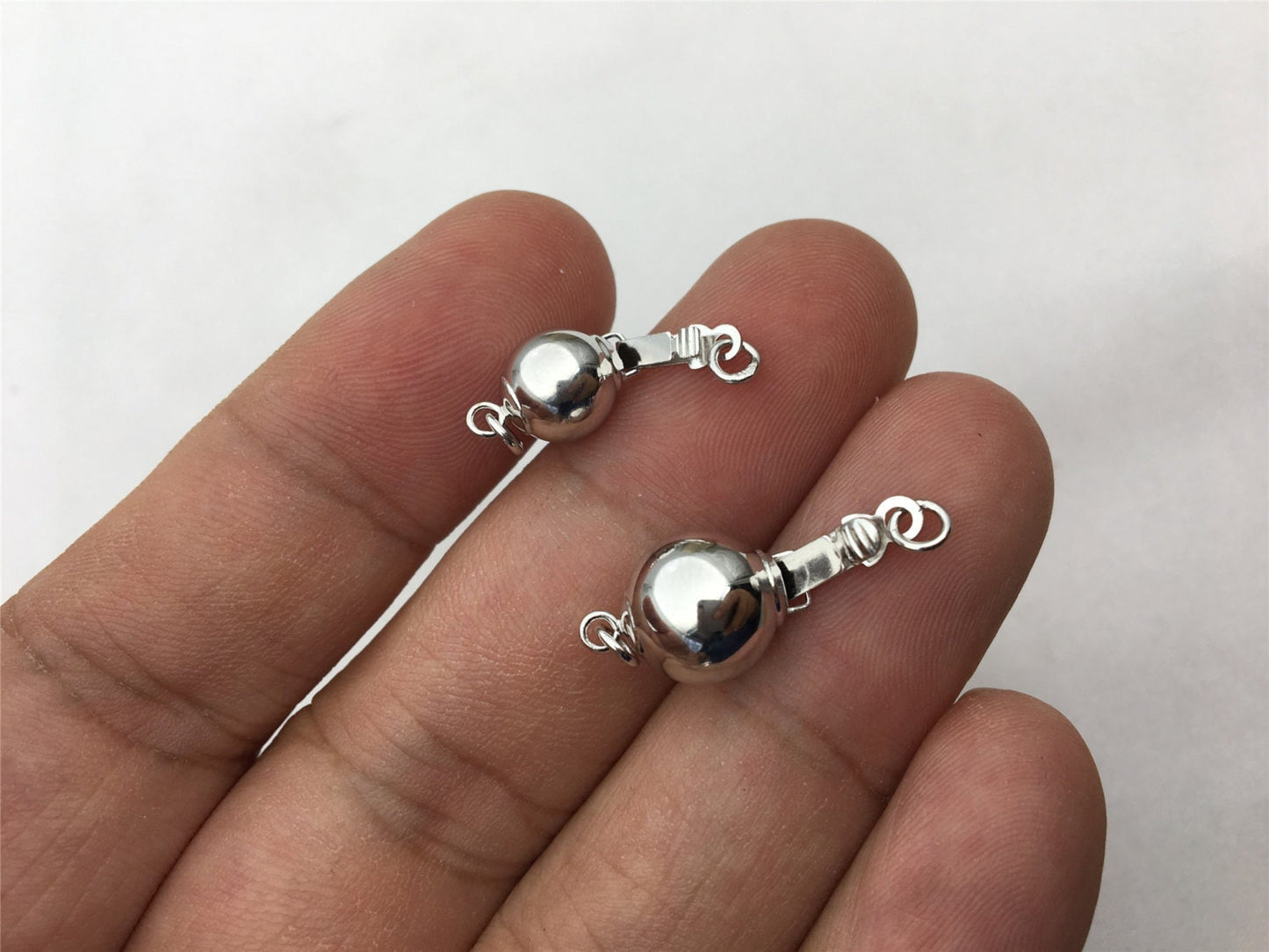 6/8/10mm Sterling Sliver Smooth Bead Safety Clasp,S925 sterling silver,Select Size,WHOLESALE,ASL-CL-004