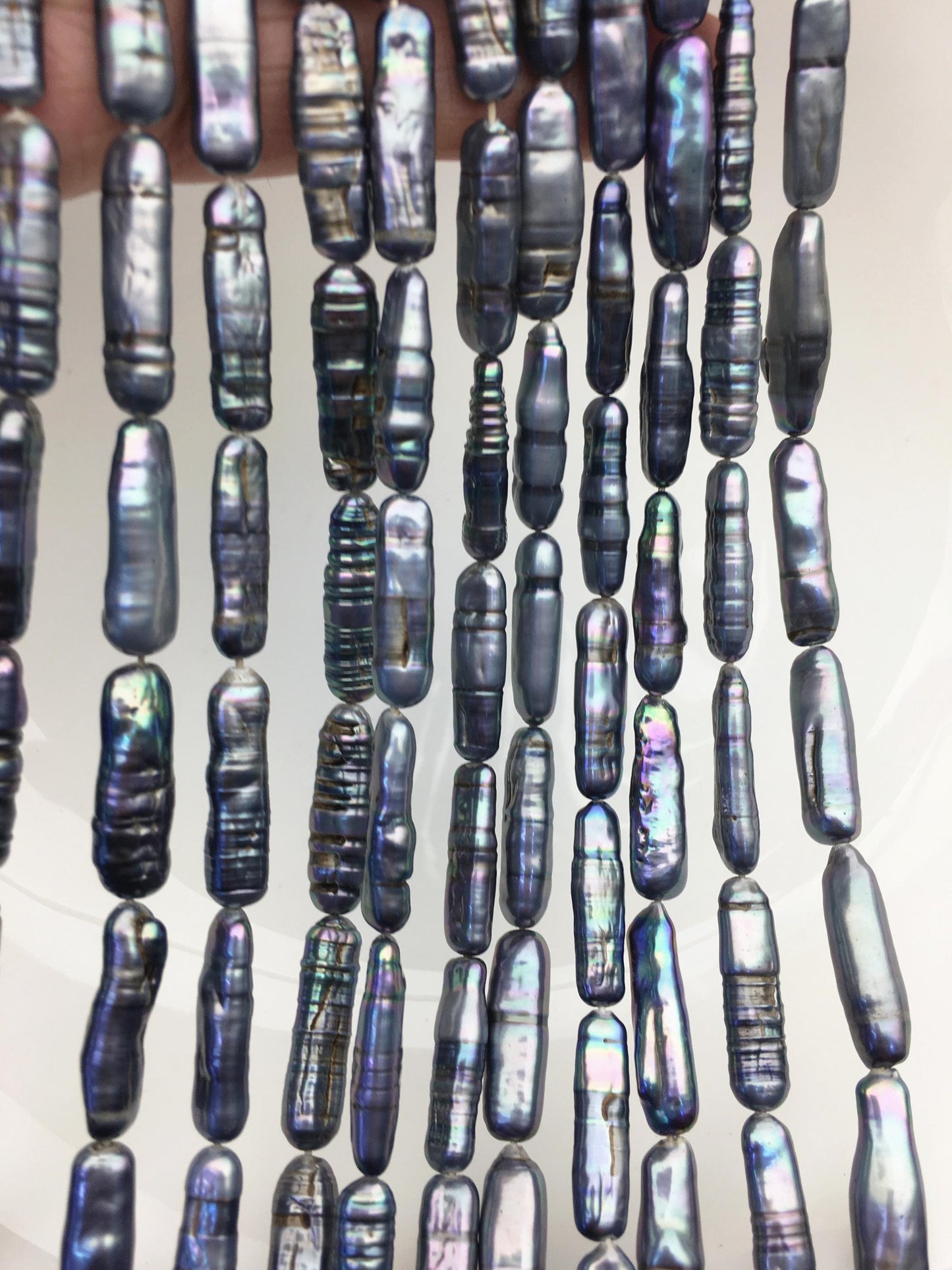 15.5'' AA 5-7mm Black Blue rectangle pearls,ZS-80-25-1