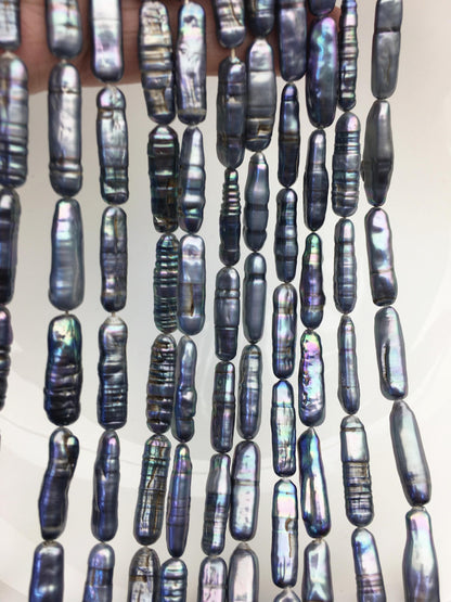 15.5'' AA 5-7mm Black Blue rectangle pearls,ZS-80-25-1