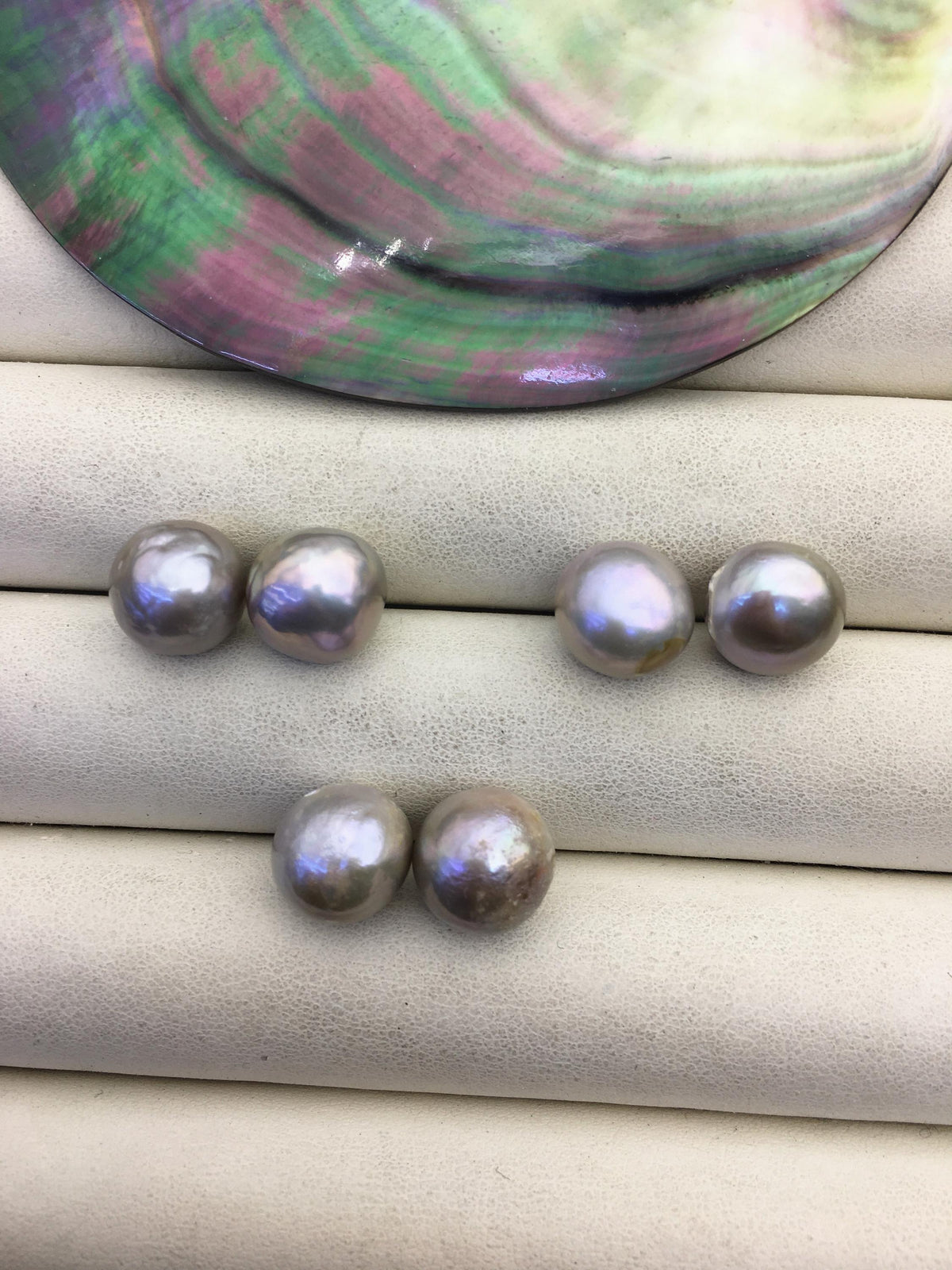 5pairs AAA 11-12mm Gray Bronze baroque edison freshwater pearl Pair,half hole,ED11-3A-2-32