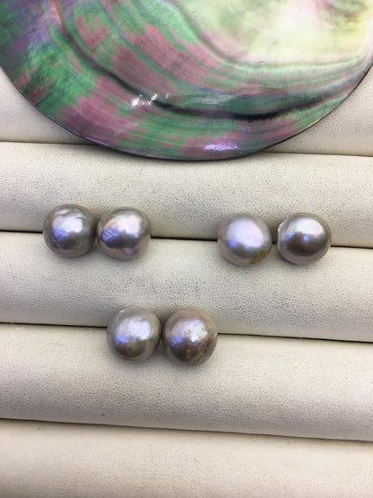 5pairs AAA 11-12mm Gray Bronze baroque edison freshwater pearl Pair,half hole,ED11-3A-2-32