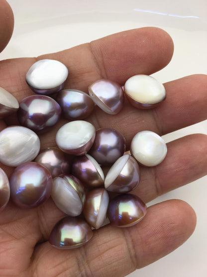 10pcs AAA 13-14mm Baroque Mabe Natural Purple Rainbow Freshwater Pearls,no hole,MB-T66