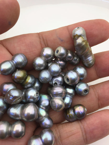 35pcs AA+ 9-11mm gray baroque freshwater pearls, 2.2mm large hole,ZS-T47