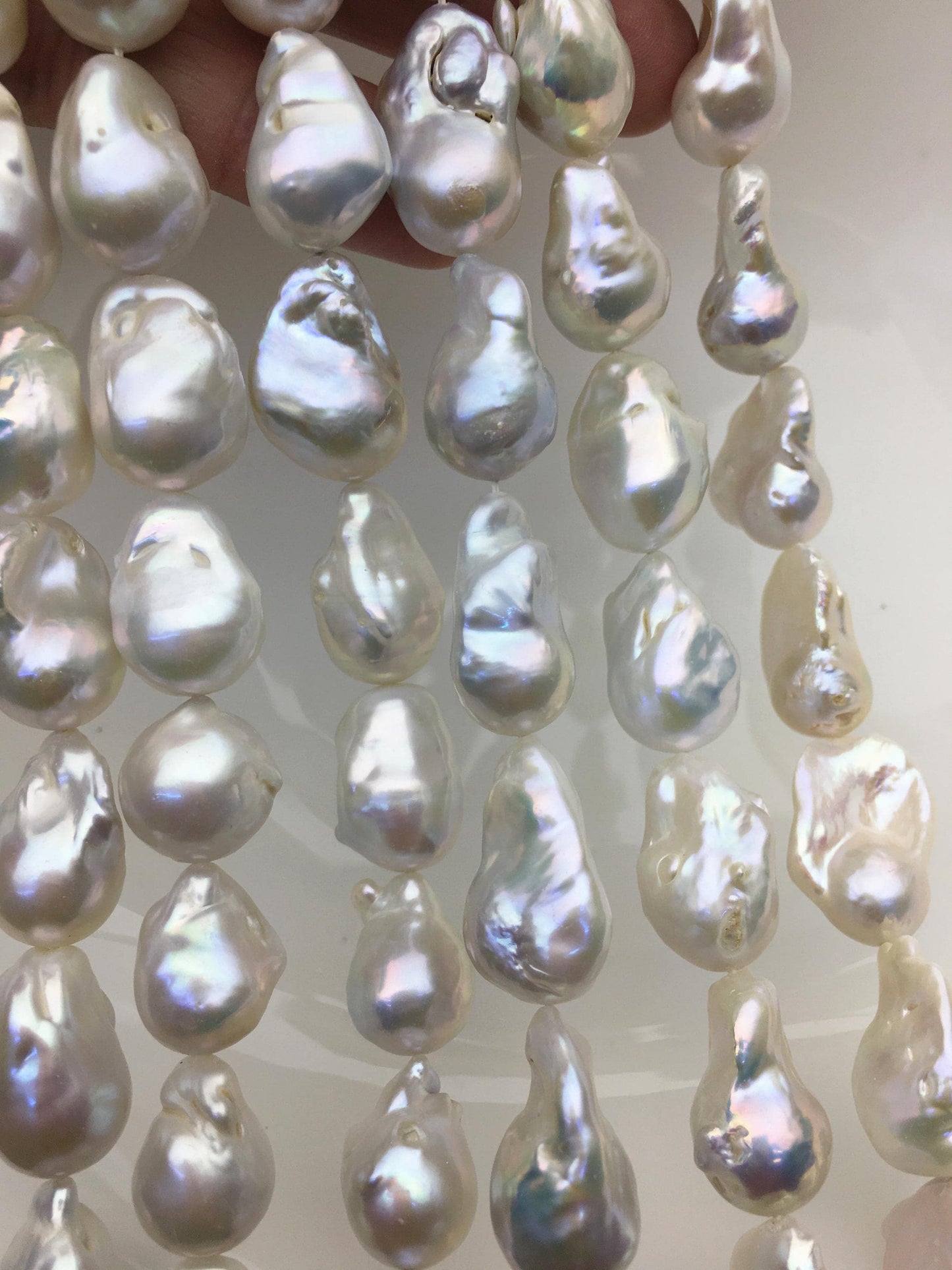 15.5'' AA 13-16mm white flame ball pearl,FL15-2A-5-18