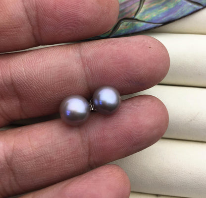 AAA 8-9mm Gray Golden stud Pearl earrings,Wedding,Happiness,bridal,birthday,SE1-066