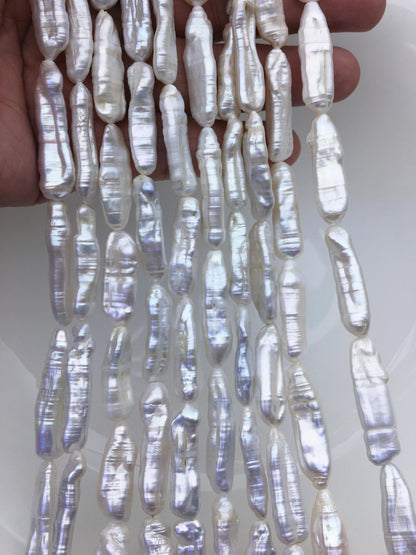 AA 7-10mm white Thick Keshi Biwa Pearl Necklace,ZS-200-120-1