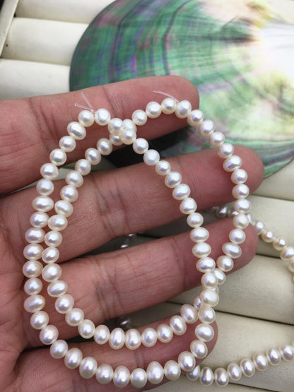 1pc AAA 7'' 4-5mm white potato Freshwater pearl Elastic string Bracelet,B8-009