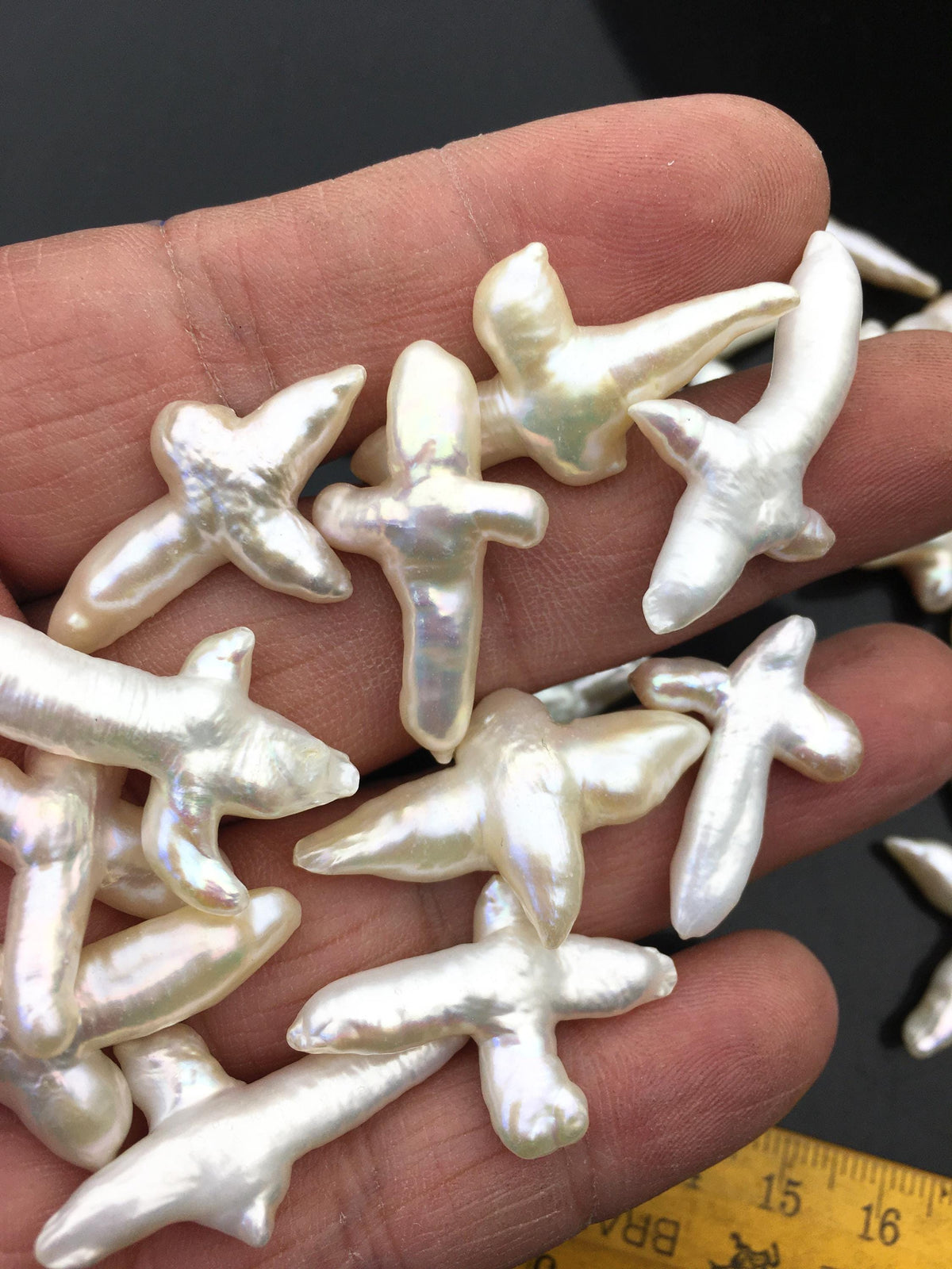 10pcs AAA 15-20mm Freshwater Pearl Loose Pearl Bead White Cross Pearl Loose Bead,no hole,ZS-100-3