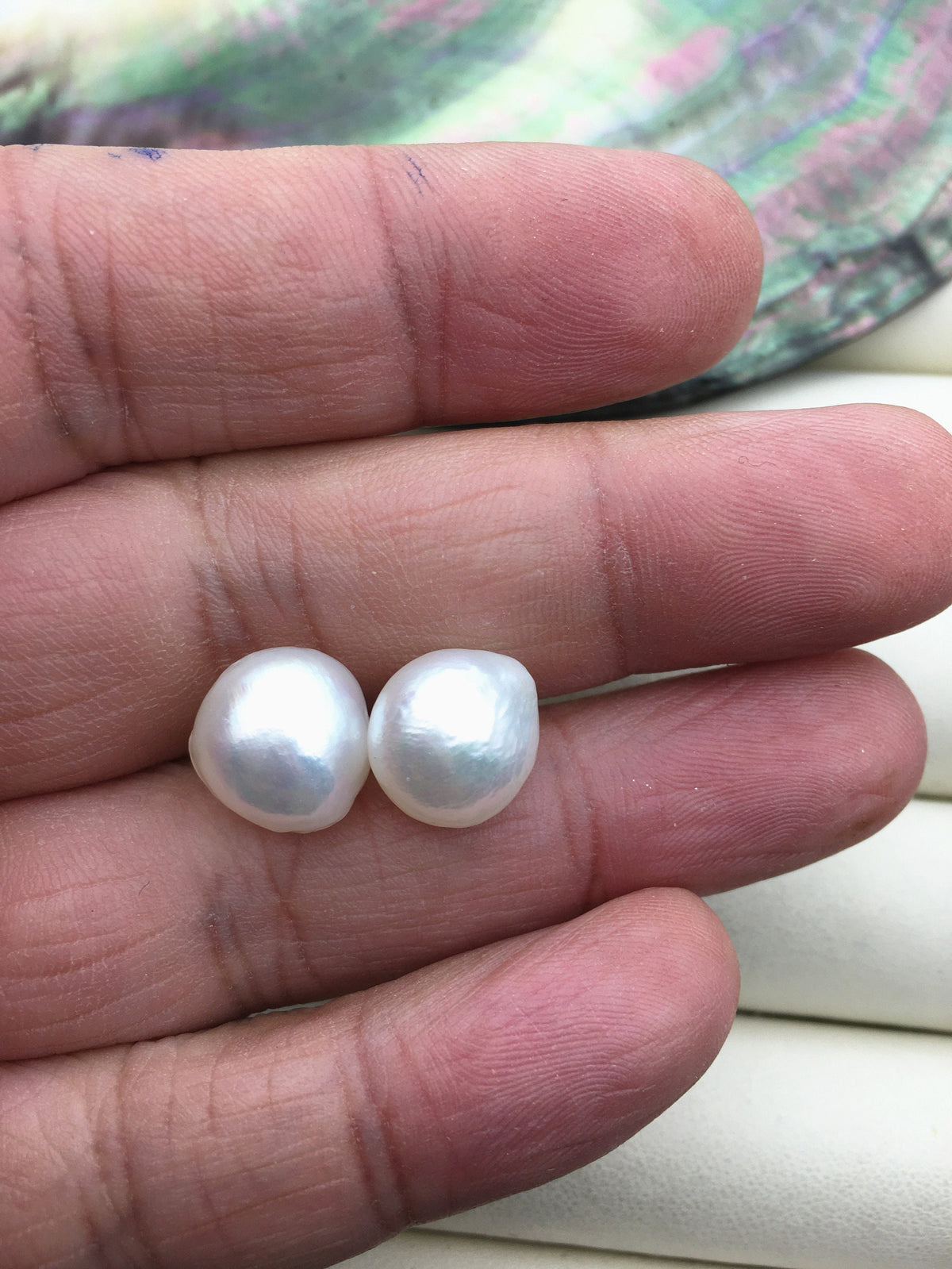 AAA 11.5-12mm thick skin white nugget baroque Pearl Stud Earrings,SE1-069-30