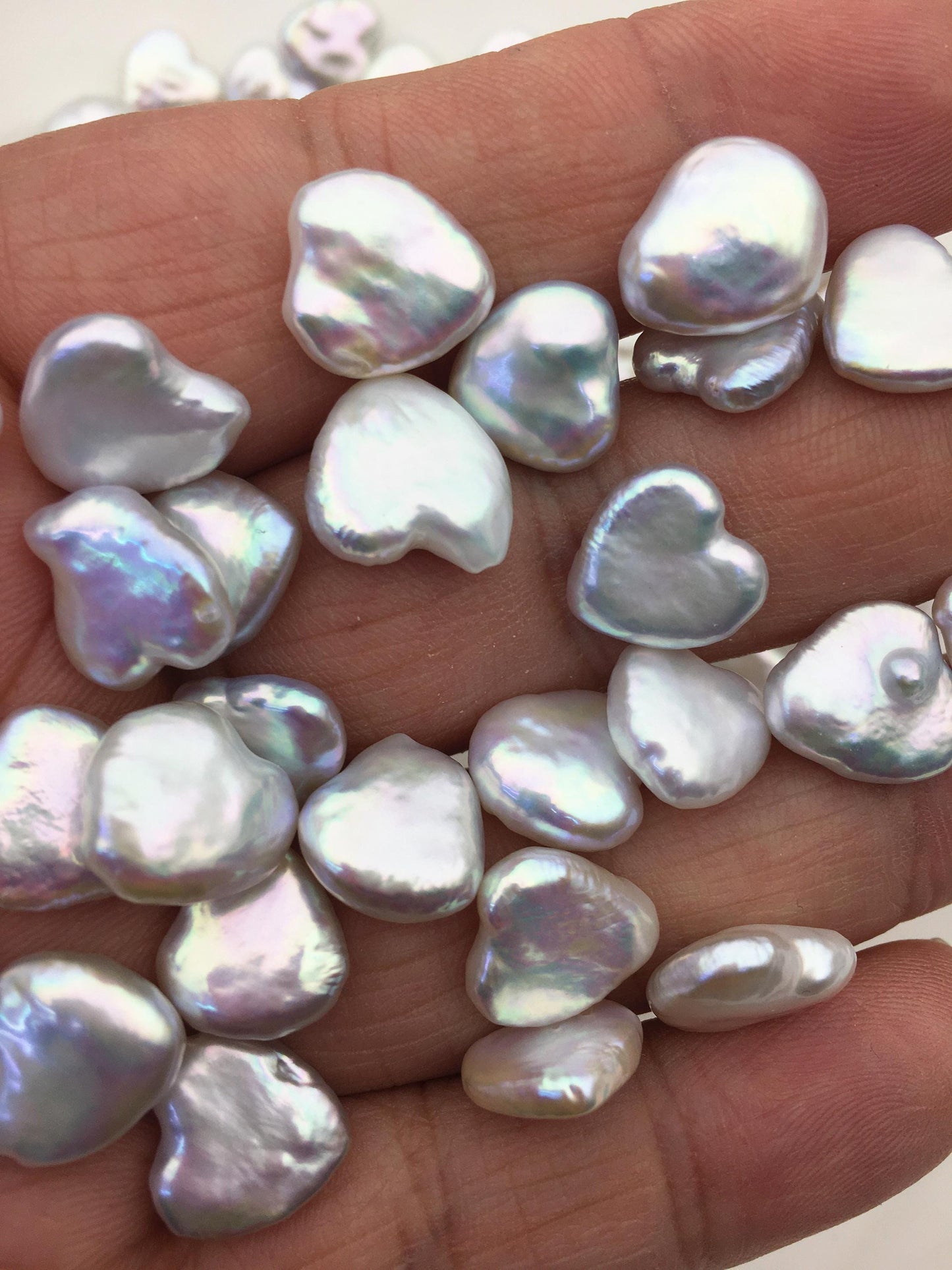 10pcs AAA 11-12mm White heart Shape Freshwater Pearl pair,no hole,ZS-103-19