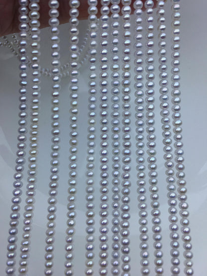 AAA 3.5-4mm tiny white button round freshwater pearls,nucleus pearl,Rondelle pearl Beads,SM3-T1
