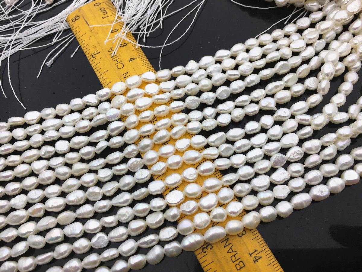 AA+ 5-6mm white nugget freshwater pearls,irregular nugget freshwater pearl strand,cheap price,pearl factory china,LM5-2A-2
