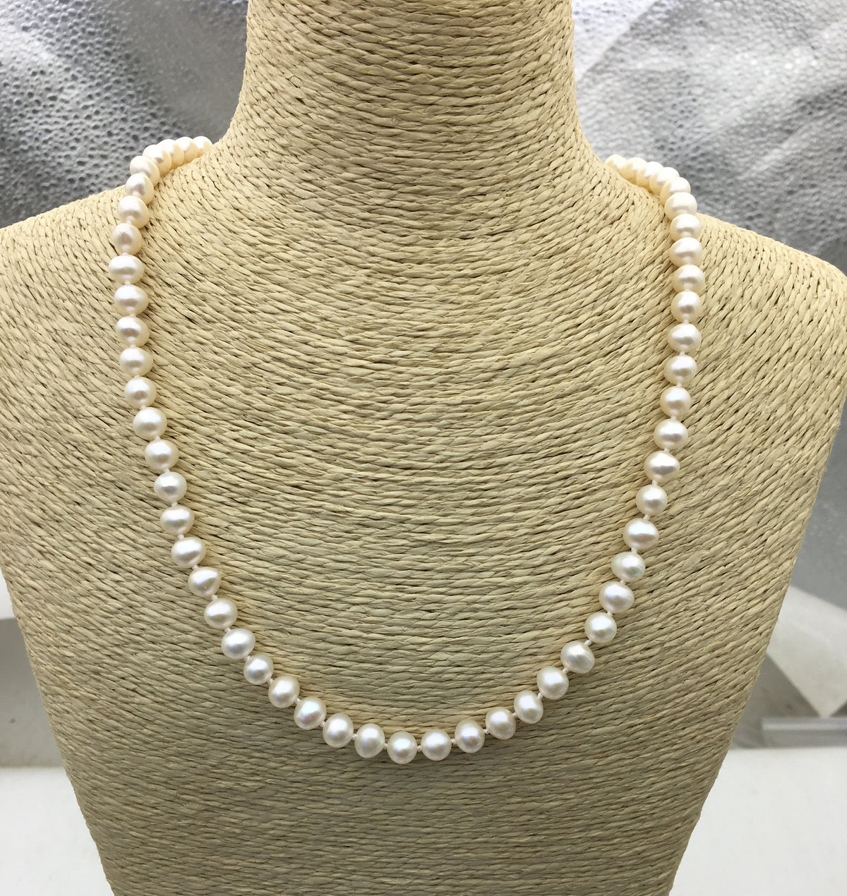 19'' AAA 5.5-6.5mm white potato freshwater Pearl necklace,NPN1-137