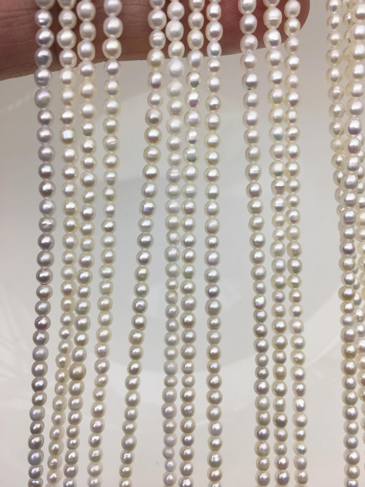 AA 2.2-2.8x3-4mm white oval rice pearls,genuine pearl,Cultured pearl,diy pearl beads,LR2-2A-2