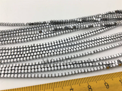 Hematite silver Gray,2mmx2mm cube square Beads,AAA, 15.5 inches,G50-CU22-006-4