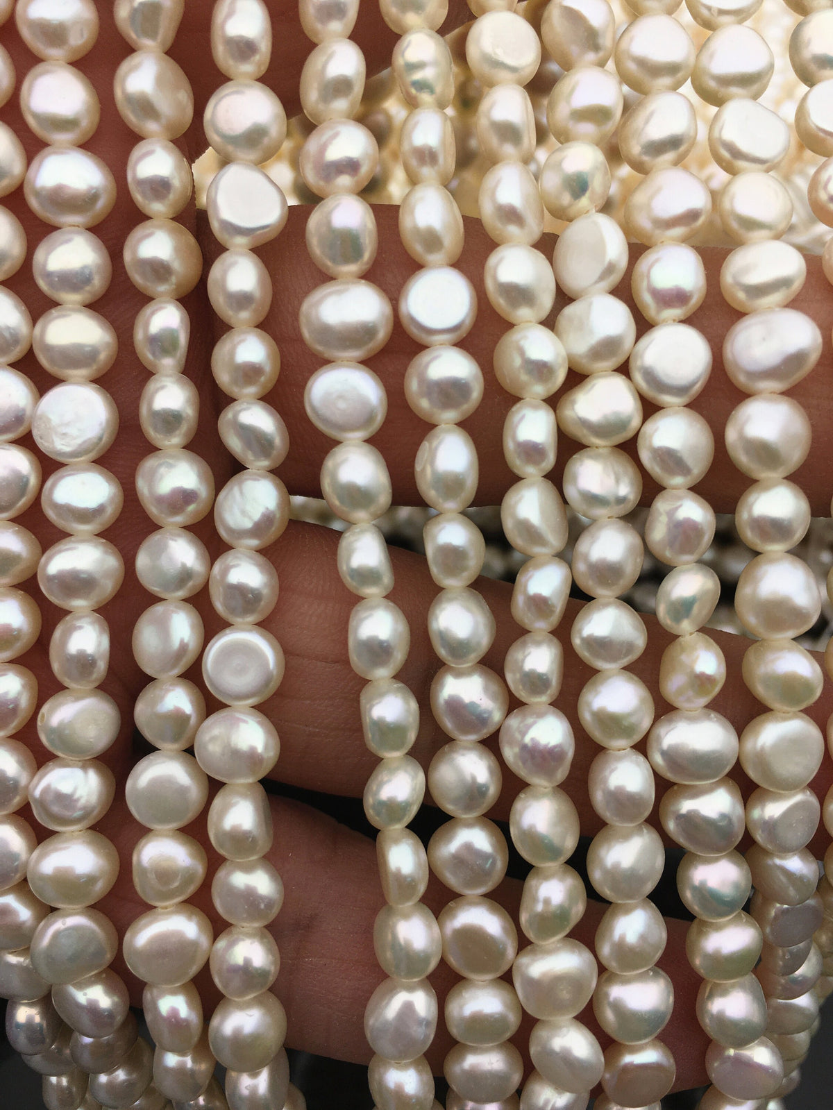 AAA 5-6mm white nugget freshwater pearls,irregular nugget freshwater pearl strand,LM5-3A-10