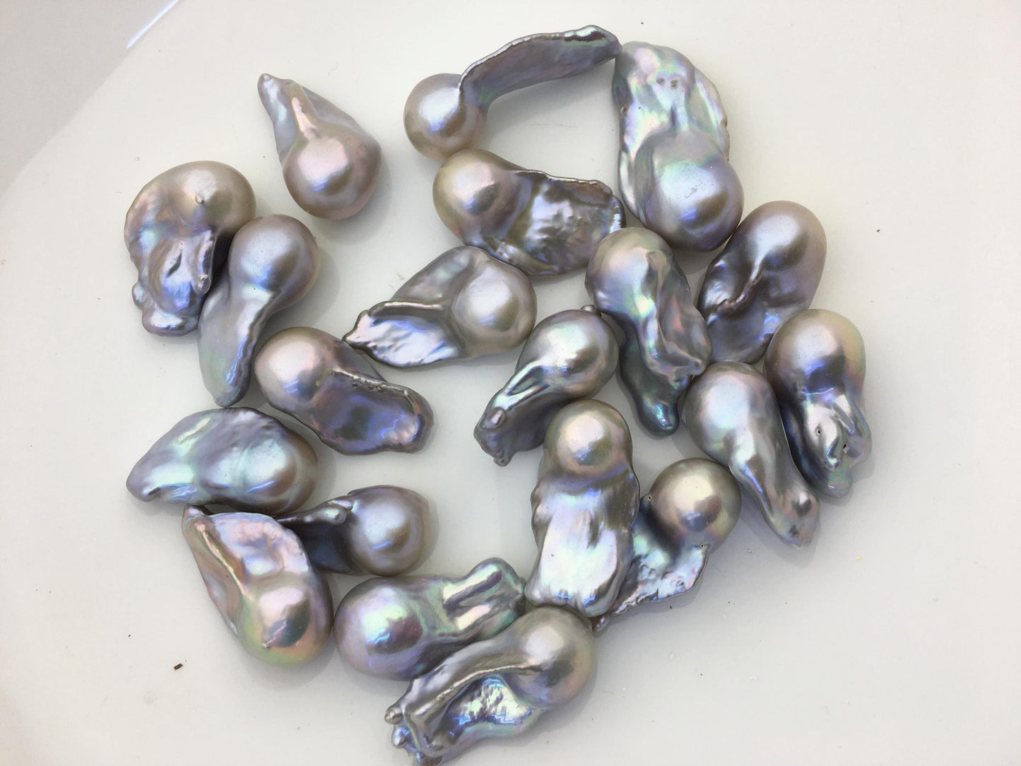 10pcs AAA/AA+ 13-17mm gray baroque Flame ball Pearl - 0.9mm top half hole,FL15-T4-8