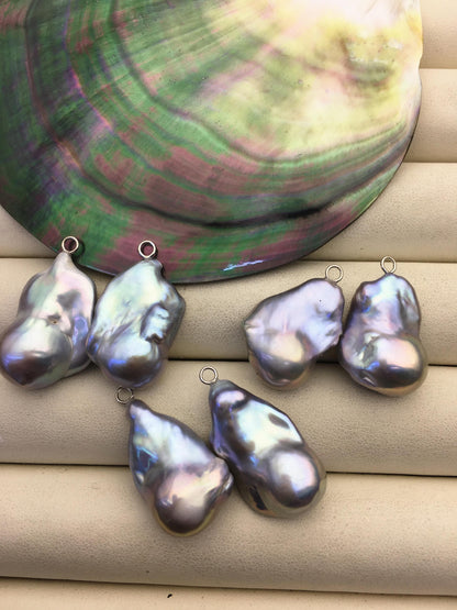 2 pairs AAA 13-17mm Gray Flameball Pearl Pairs - large Baroque freshwater pearl pairs,FL15-3A-12