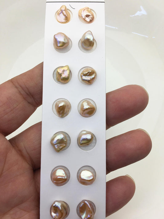 10 pairs AAA 8-9mm Pink Purple keshi pearls Pair,for make stud earrings,baroque pearl,loose pearl beads,no hole,ZS-127-62-38