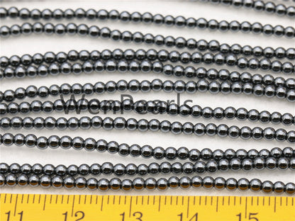 Hematite,2mm Smooth Round,AAA,180 beads,15.5 inches,G50-R2-008