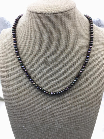 20'' 6-6.5mm deep blue rainbow button round freshwater Pearl necklace,NPN1-064