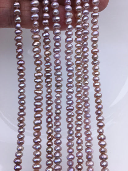 AA+ 4.5-5mm tiny purple button round freshwater pearls,Rondelle pearl Beads,white loose pearl strands,SM4-2A-2